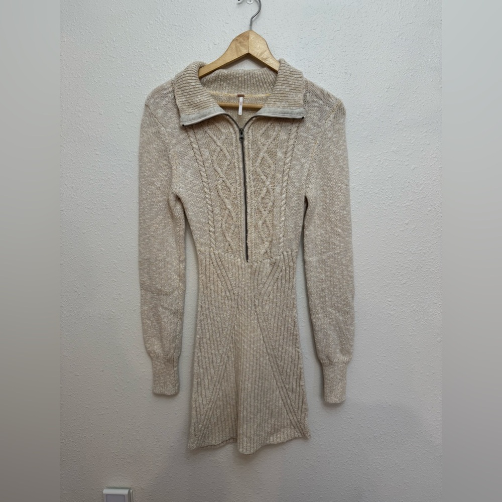 Free People Cream Knit Sweater dress